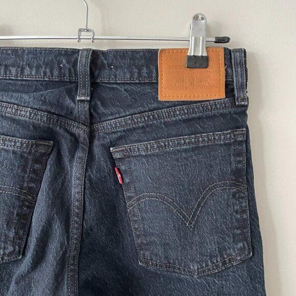 Levi's Wedgie Button Fly Waist Denim Dark Wash High Rise Skinny Jeans Black 25 - Picture 4 of 11